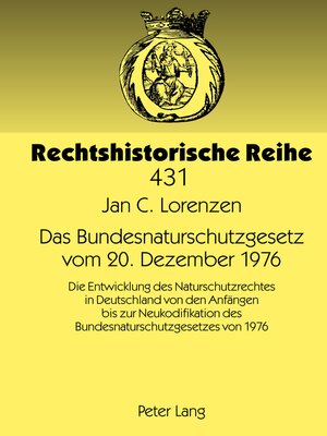 cover image of Das Bundesnaturschutzgesetz vom 20. Dezember 1976